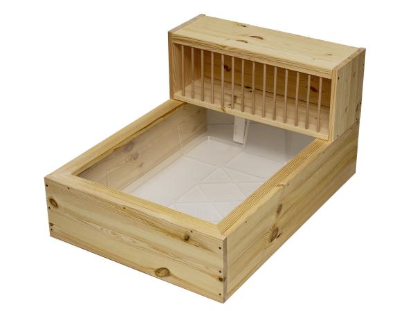 Kaninchentoilette für Riesen mit Heuraufe