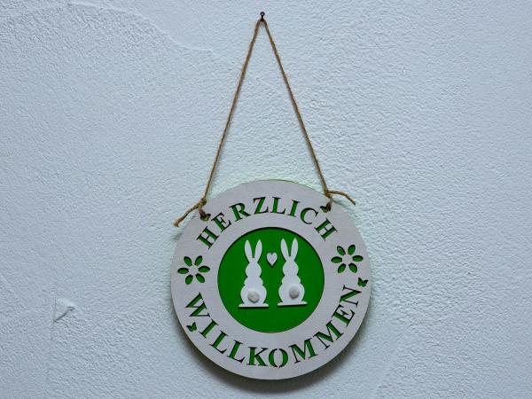 Kaninchen-Türschild grün weiß