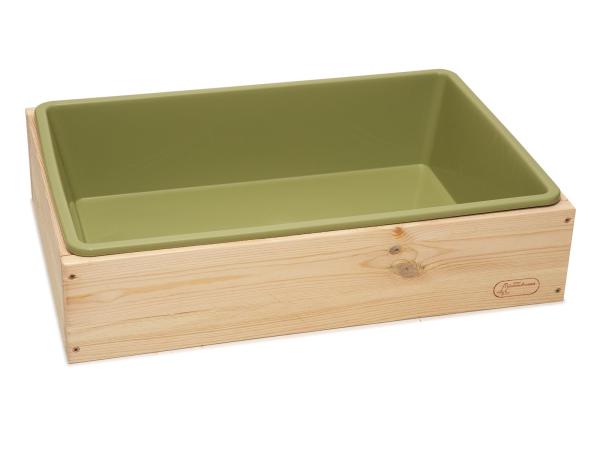 Kaninchentoilette in natur mit Wanne in grün