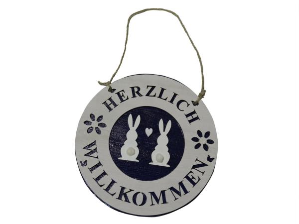 Kaninchenschild Herzlich Willkommen dunkelblau